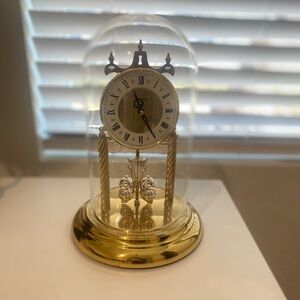 Vintage Haller chronos Anniversary Clock With Glass Dome And Westminster Chime